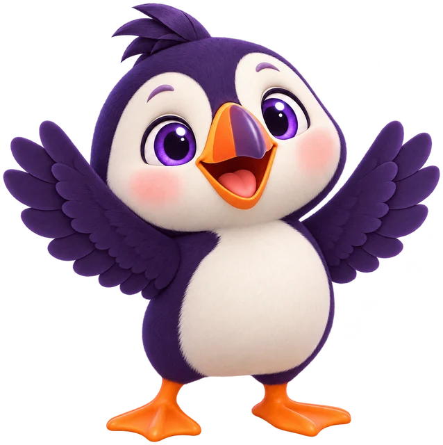 Finn the puffin cheering